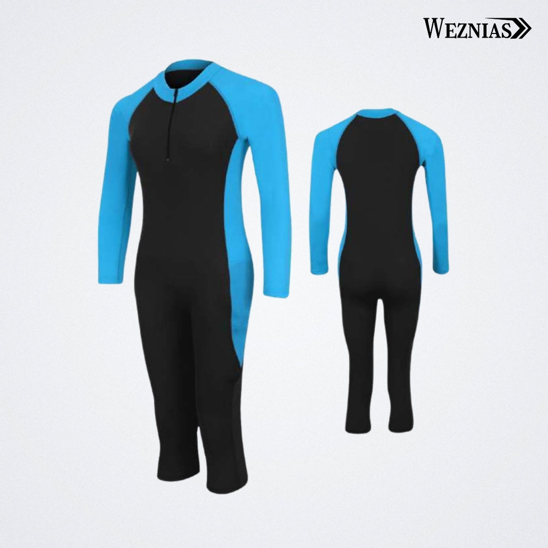 Black with Blue Stride Swimming Suits