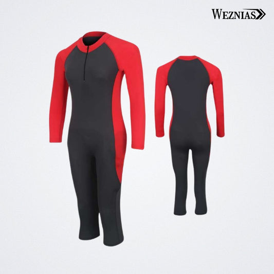 Black with Red Stride Swimming Suits